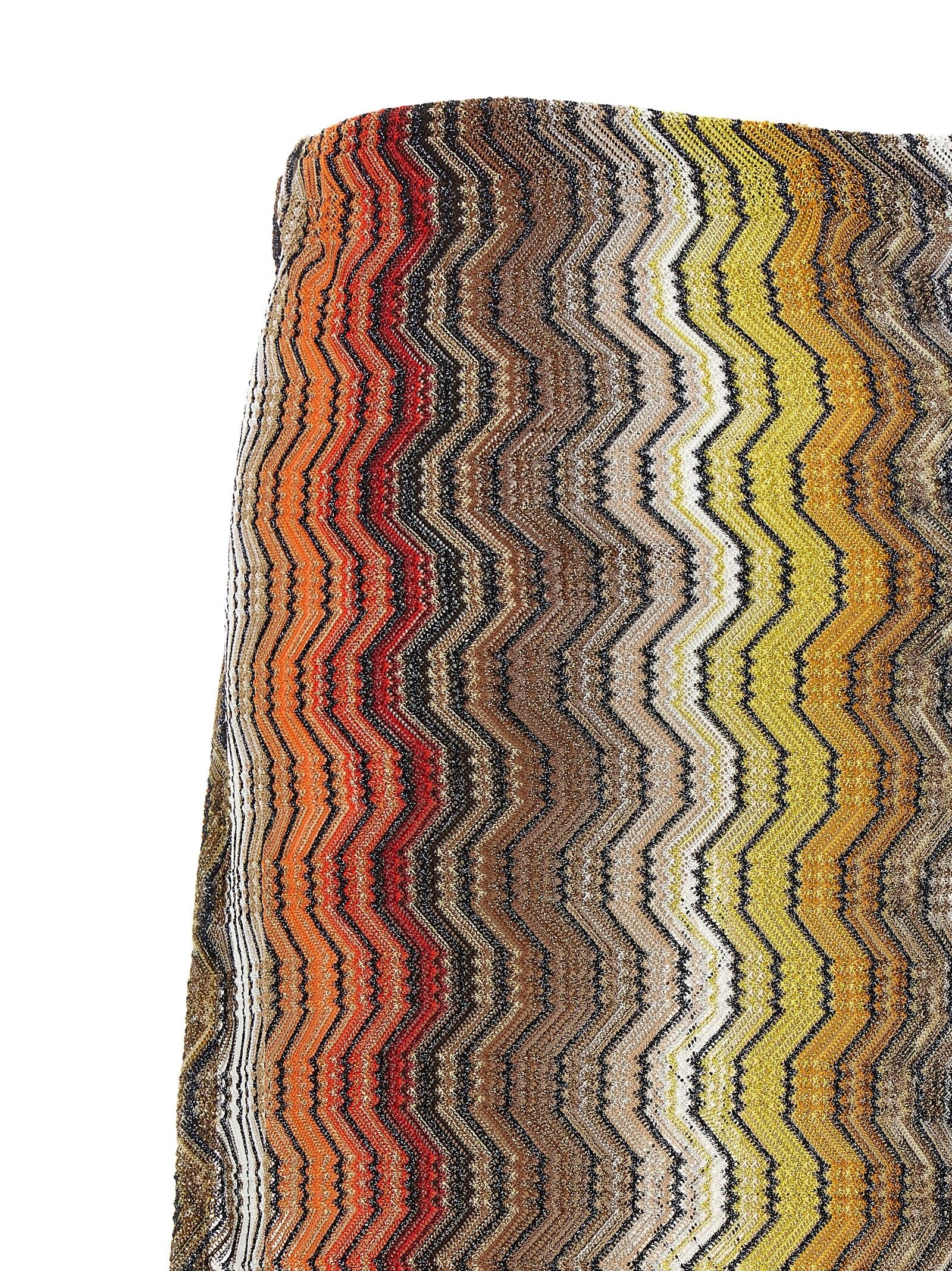 Missoni Greek Zig Pattern Raschel Skirt Gold
