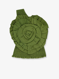 FARM Rio Women's Green Linen and Viscose Top Green