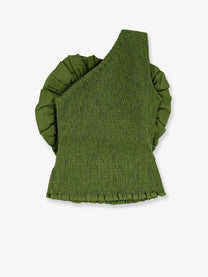 FARM Rio Women's Green Linen and Viscose Top Green