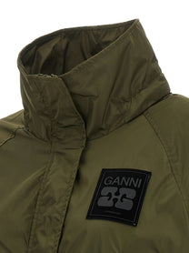 Ganni Green Nylon Windbreaker Green