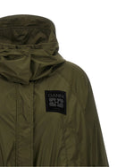 Ganni Green Nylon Windbreaker Green