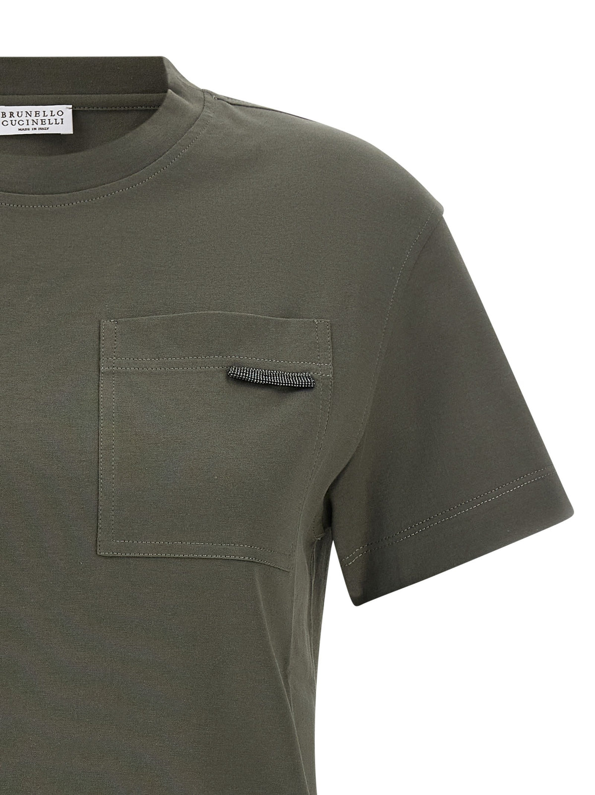 Brunello Cucinelli Green Shiny Tab Shirt Green