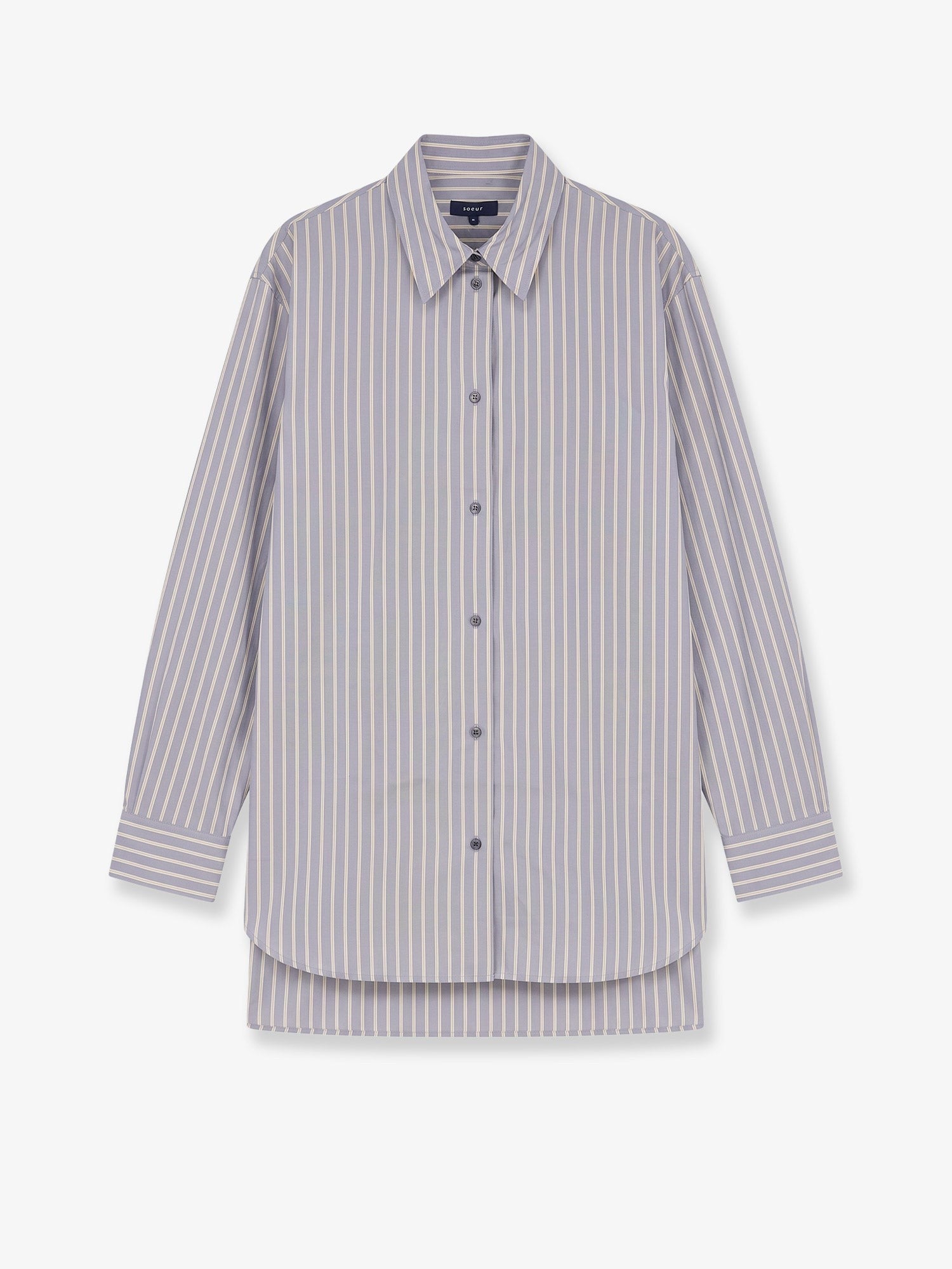 Soeur Women's Grenade Striped Cotton Shirt Grey