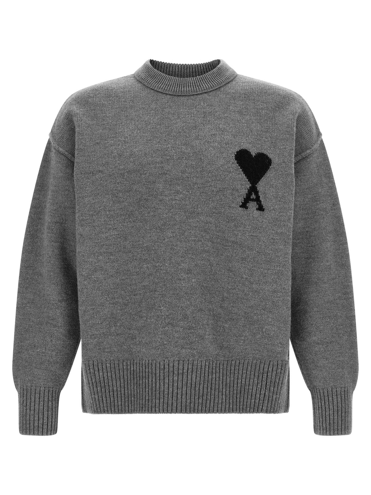Ami Paris Grey Ami De Coeur Sweater Grey