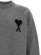 Ami Paris Grey Ami De Coeur Sweater Grey