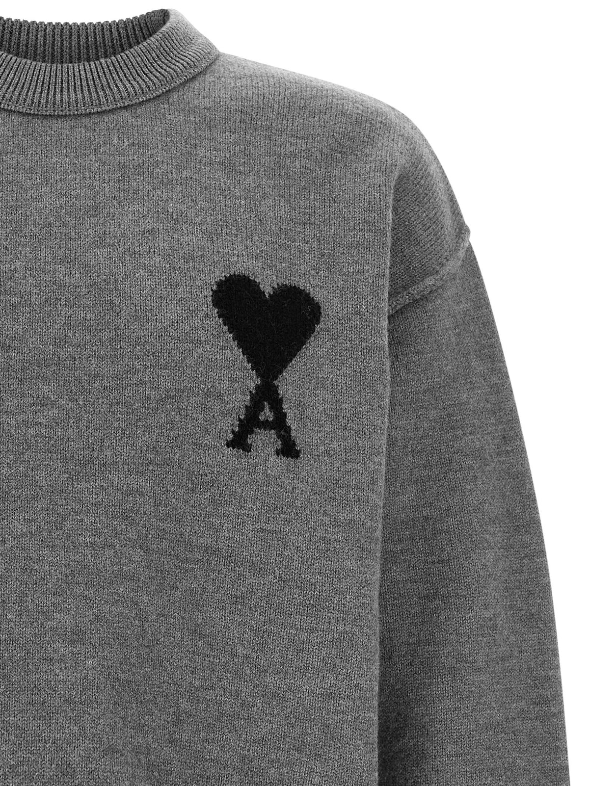 Ami Paris Grey Ami De Coeur Sweater Grey