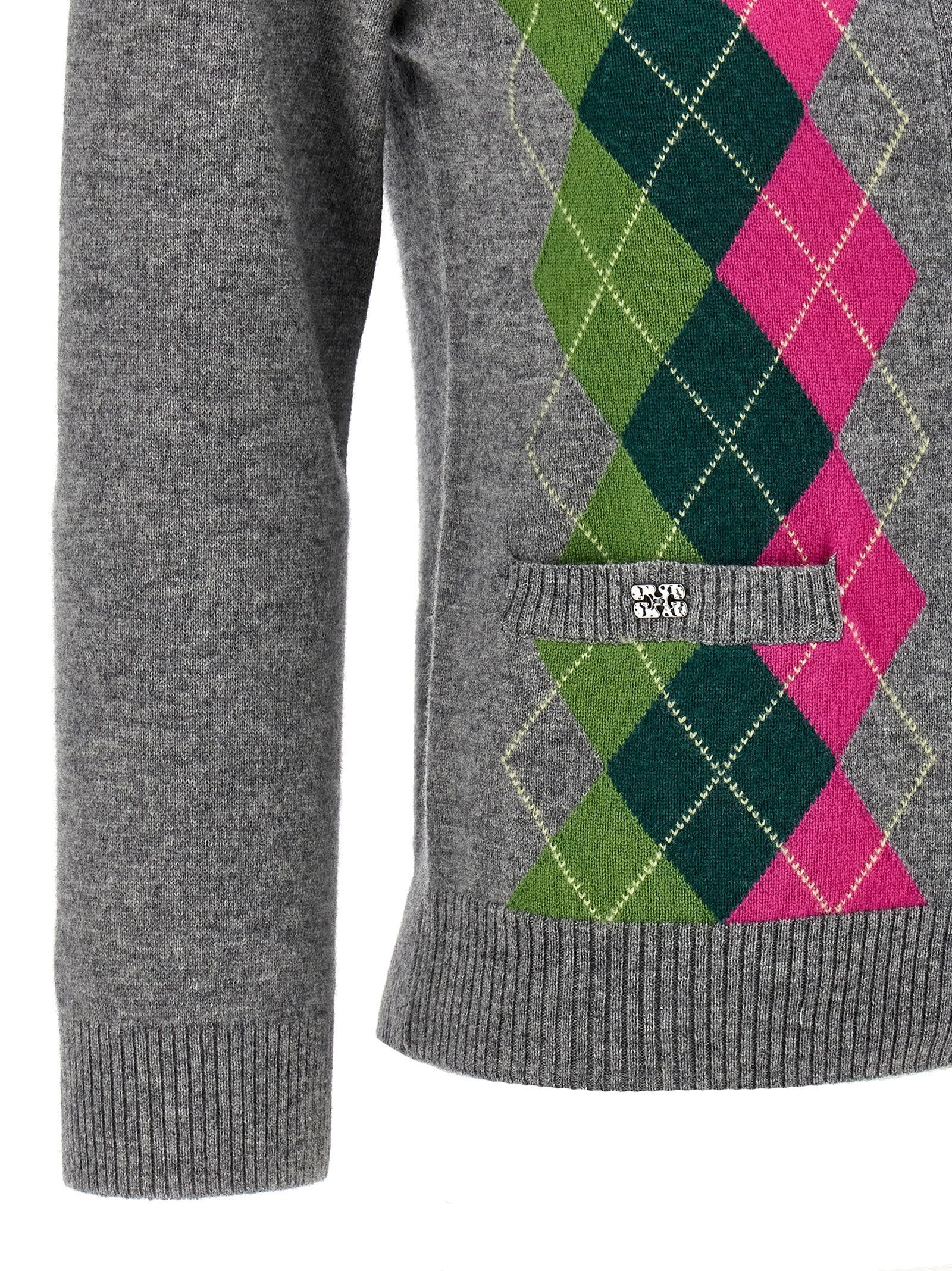 Ganni Grey Check Cardigan Grey