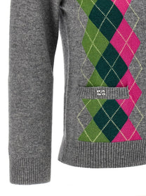 Ganni Grey Check Cardigan Grey