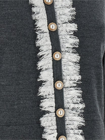 self-portrait Grey Lace Collar Knit Cardigan Grey