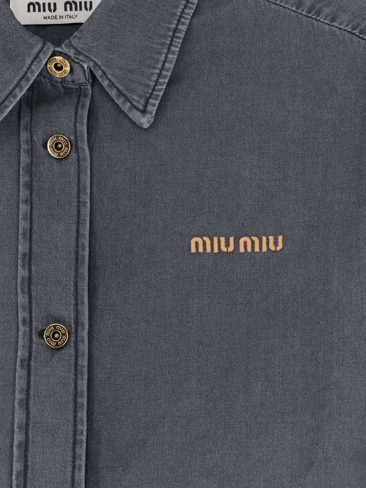 Miu Miu Women's Grey Light Denim Shirt Black