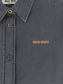 Miu Miu Women's Grey Light Denim Shirt Black
