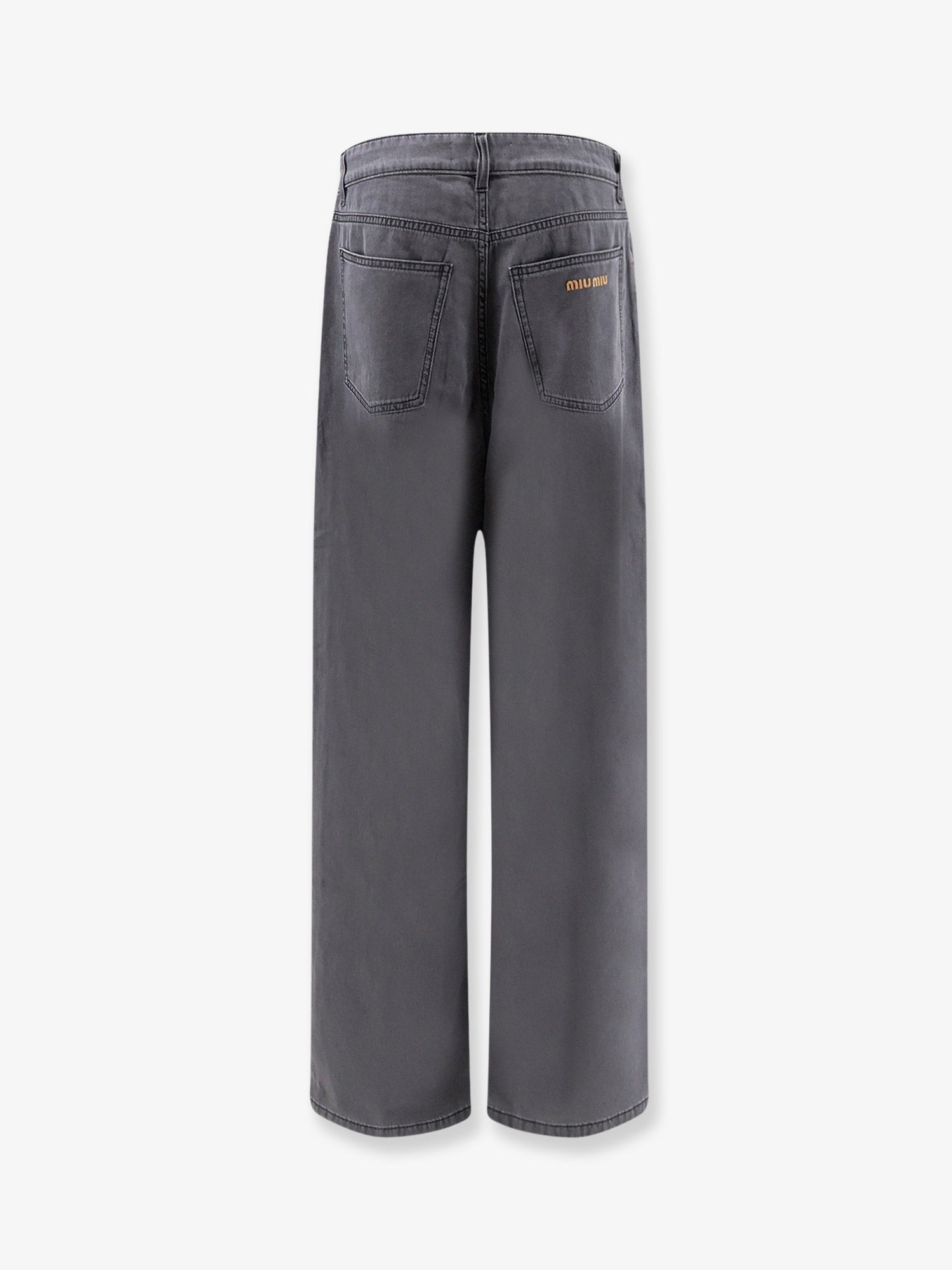 Miu Miu Women's Grey Light Denim Trousers Black