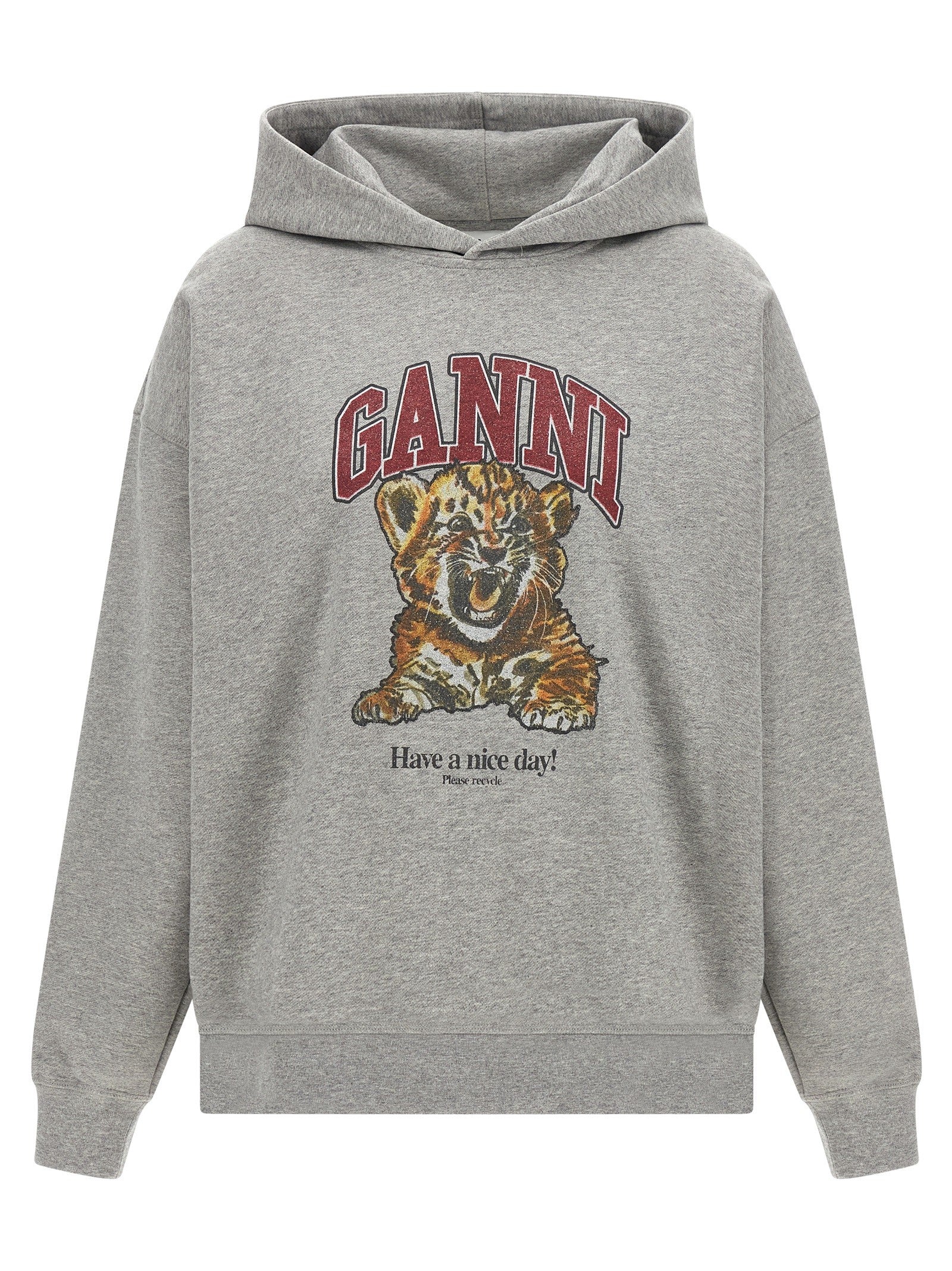 Ganni Grey Tiger Hoodie Grey