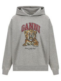 Ganni Grey Tiger Hoodie Grey