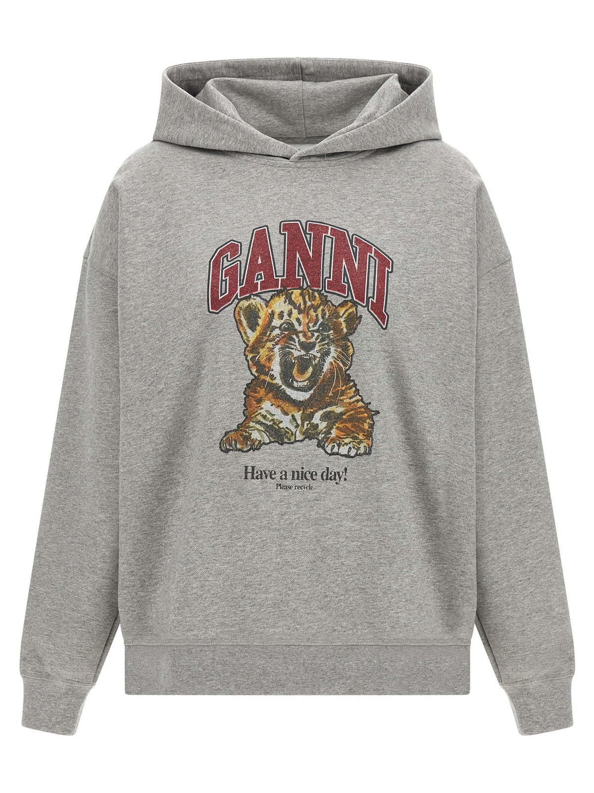 Ganni Grey Tiger Hoodie Grey