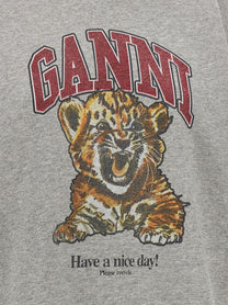 Ganni Grey Tiger Hoodie Grey