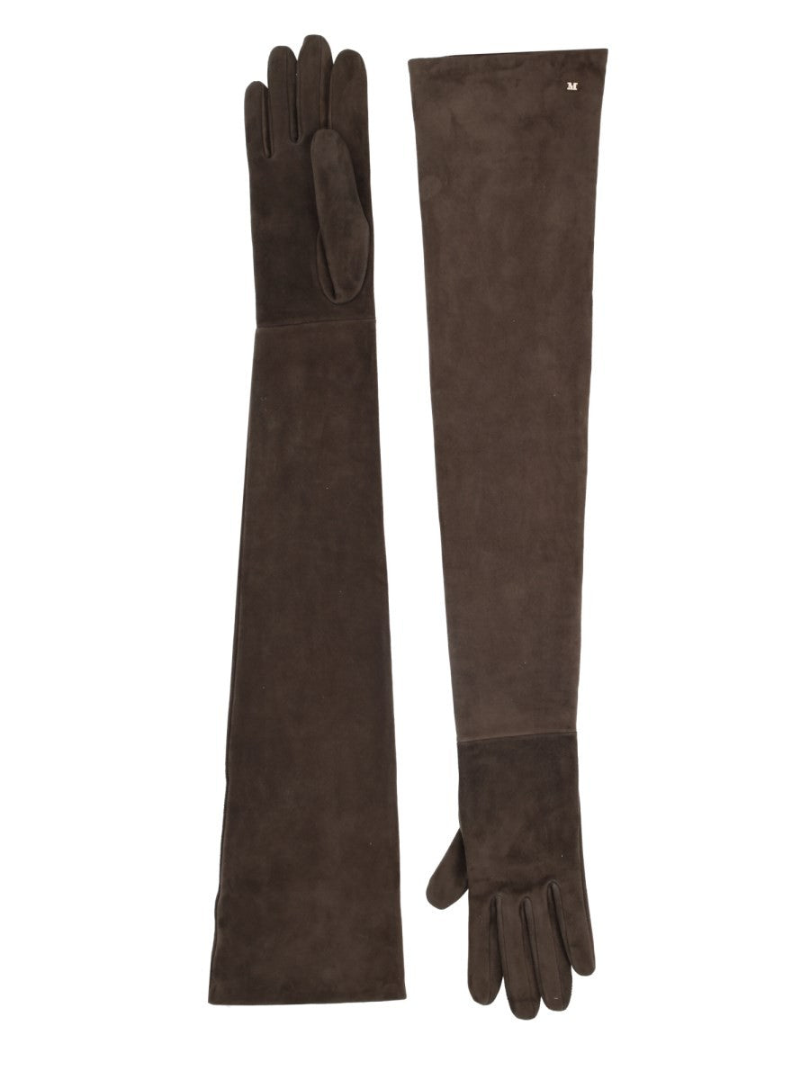 Max Mara Women's Suede Lunghi Gloves Brown