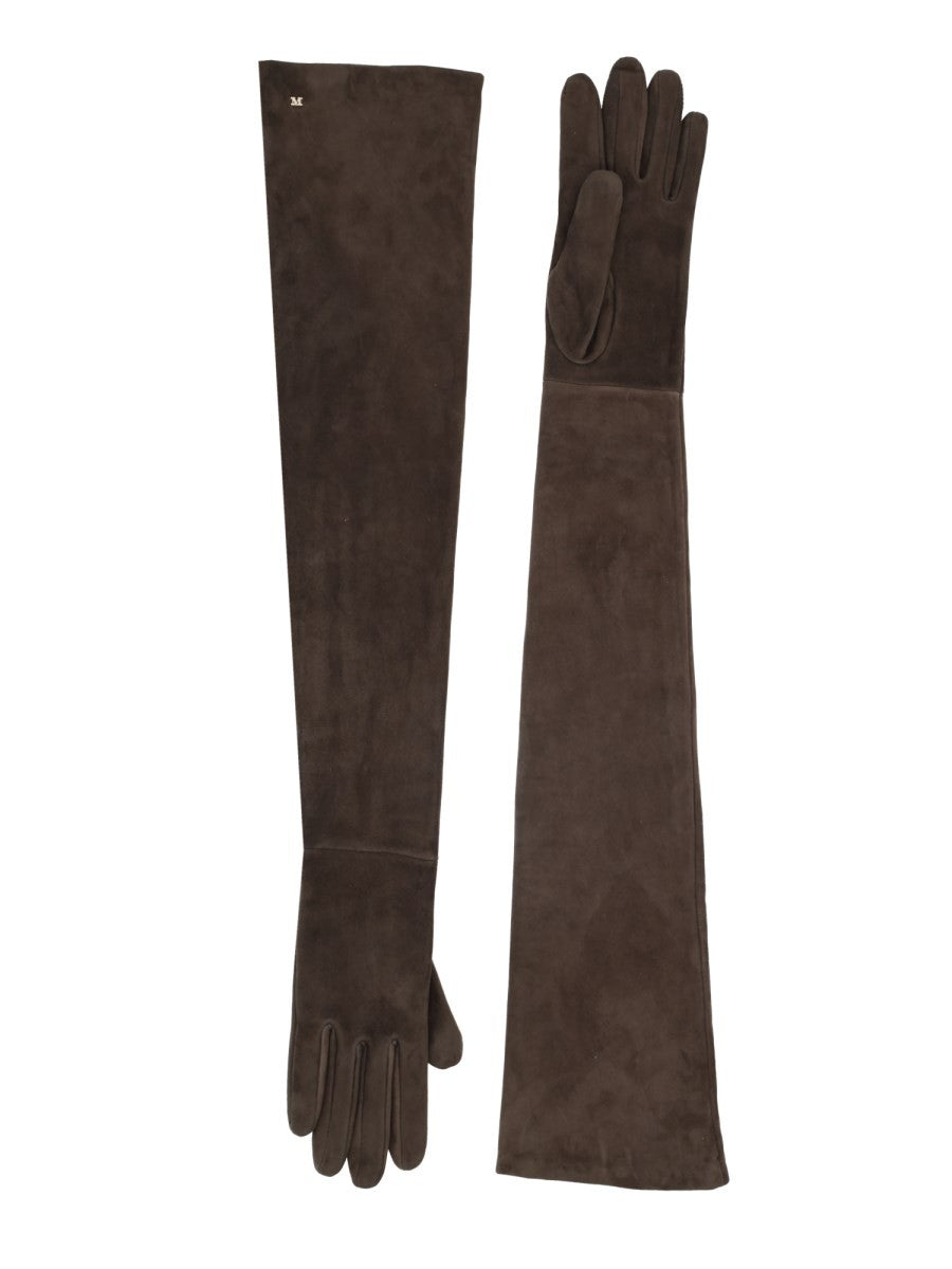 Max Mara Women's Suede Lunghi Gloves Brown