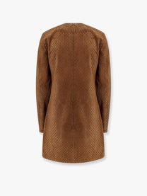 Gucci - Gucci Suede Short Dress With All Over Gg Logo - Women’s Clothing