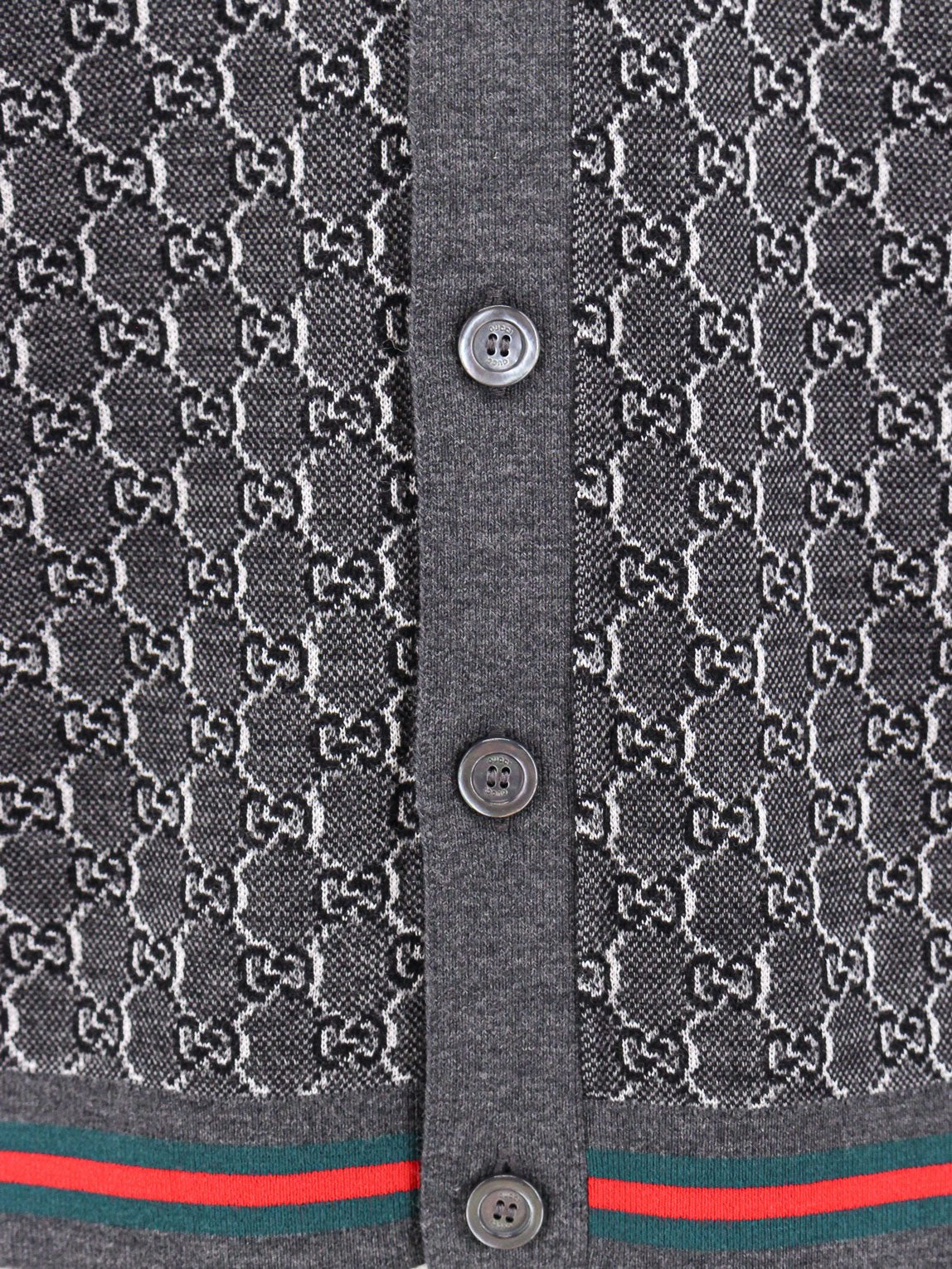 Gucci - Gucci Wool And Silk Cardigan With Gg Motif - Men’s Knitwear