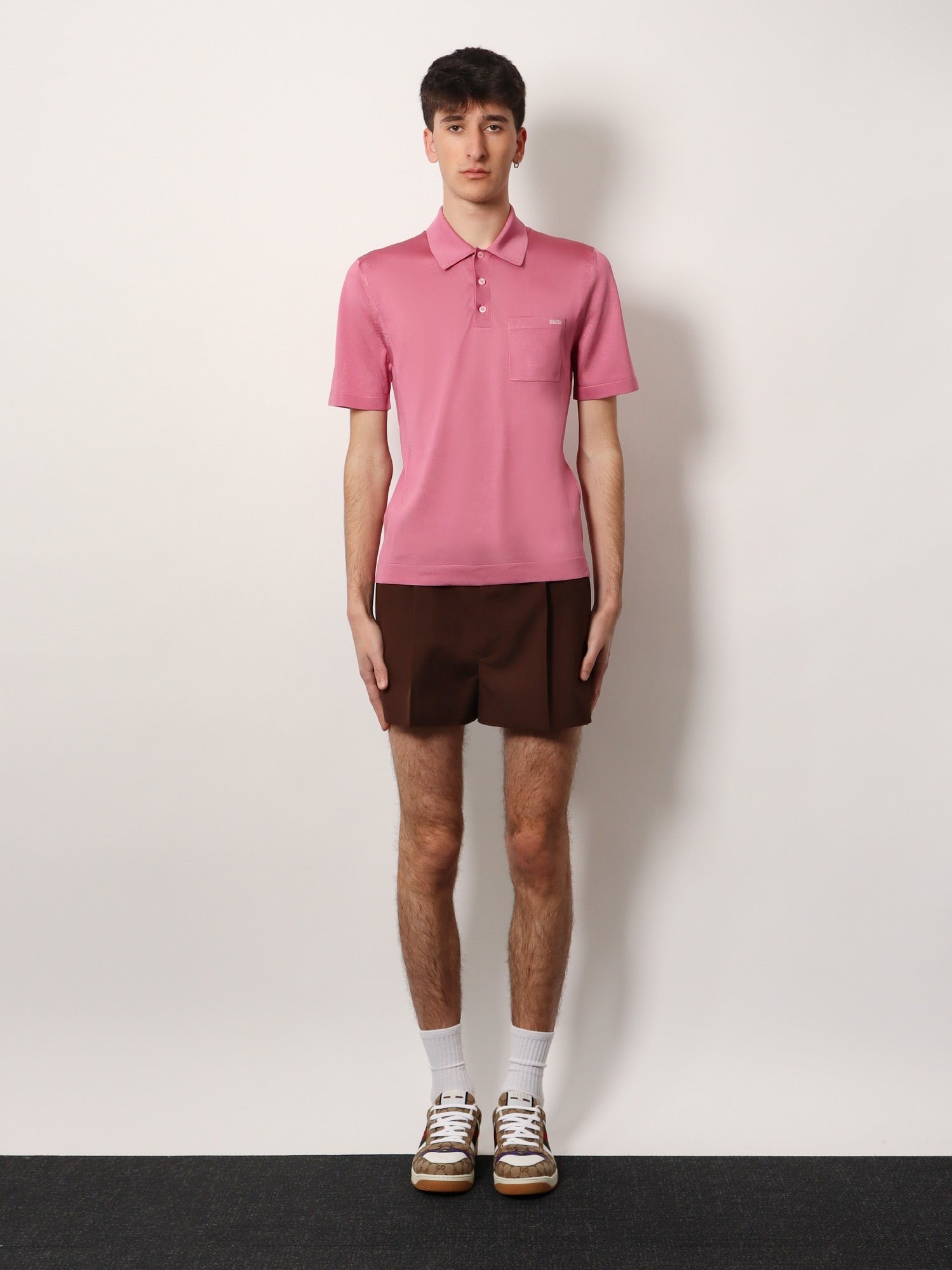 Gucci - Gucci Silk Polo Shirt With Lateral Intarsia - Men’s Tops