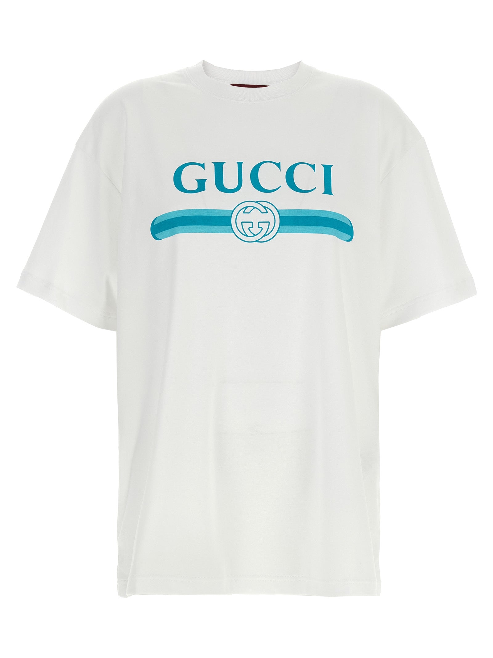 GUCCI - GUCCI - ’Gucci Incrocio GG e Web’ print T-shirt - Women’s Top