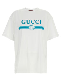 GUCCI - GUCCI - ’Gucci Incrocio GG e Web’ print T-shirt - Women’s Top