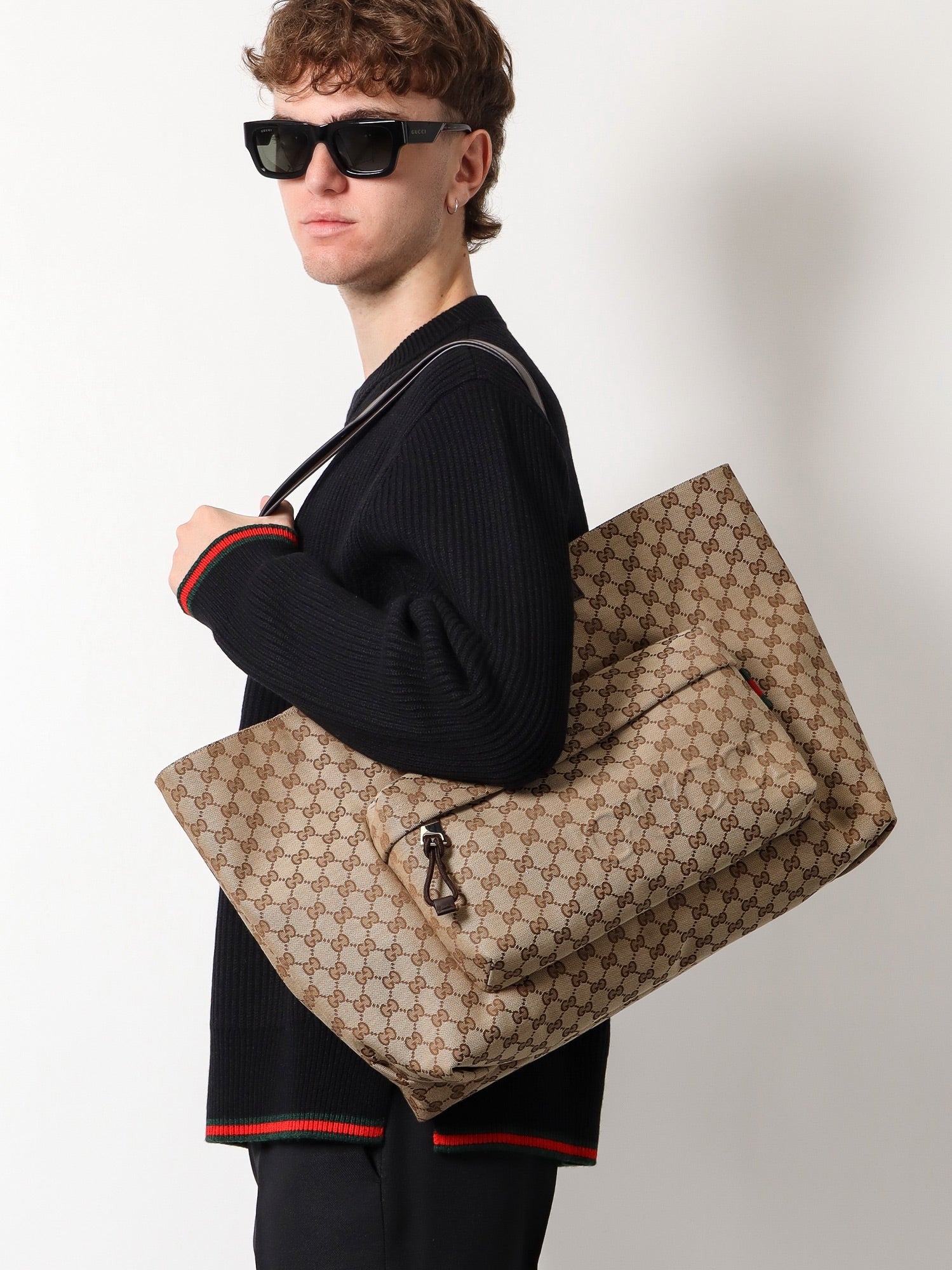 Gucci - Gucci Beige Gg Embossed Leather Shoulder Bag - Home->Man->Bags->Shoulder bags