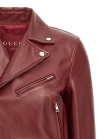 GUCCI - GUCCI - Leather biker jacket - Women’s Outerwear