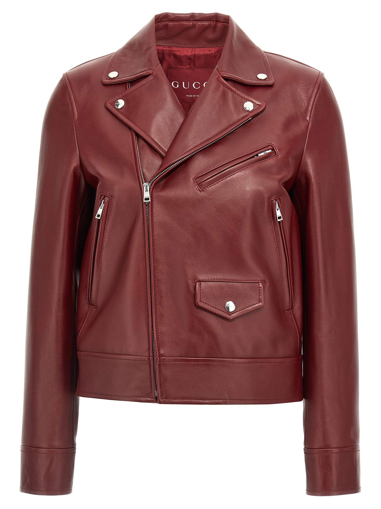 GUCCI - GUCCI - Leather biker jacket - Women’s Outerwear