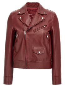 GUCCI - GUCCI - Leather biker jacket - Women’s Outerwear
