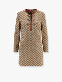 Gucci - Gucci Cotton Blend Dress With All Over Gg Print - Women’s Clothing