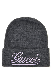 GUCCI - GUCCI - Logo embroidery beanie - Women’s Accessories