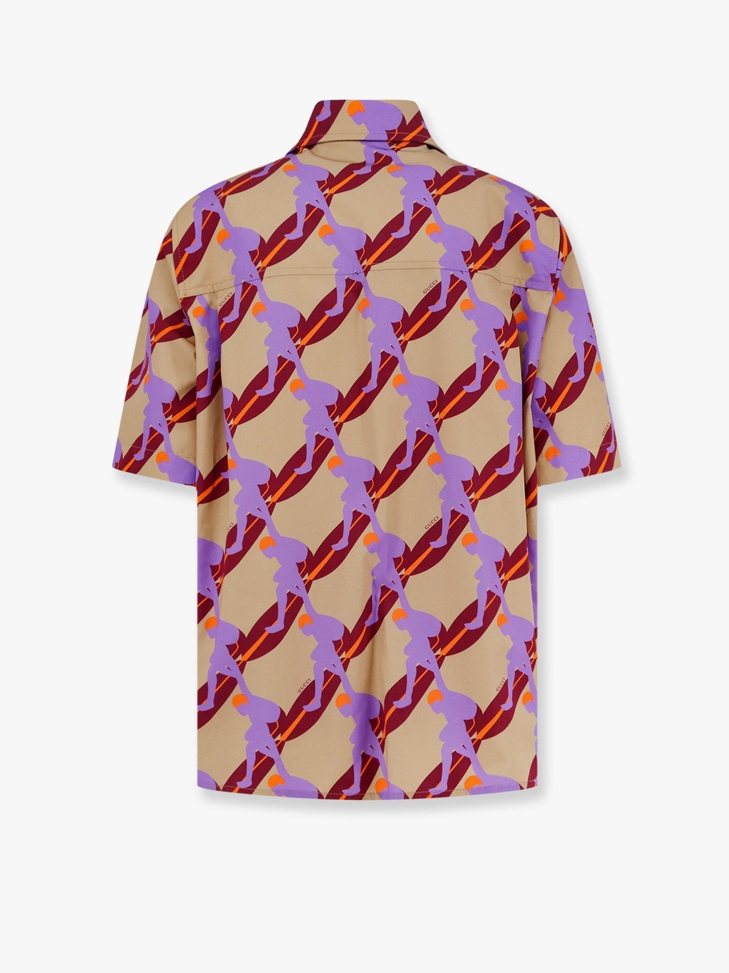 Gucci - Gucci Bowling Cotton Popeline Shirt With All Over Surfer Print - Men’s Tops