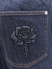 Gucci - Gucci Cotton Jeans With Back Floral Print - Men’s Clothing