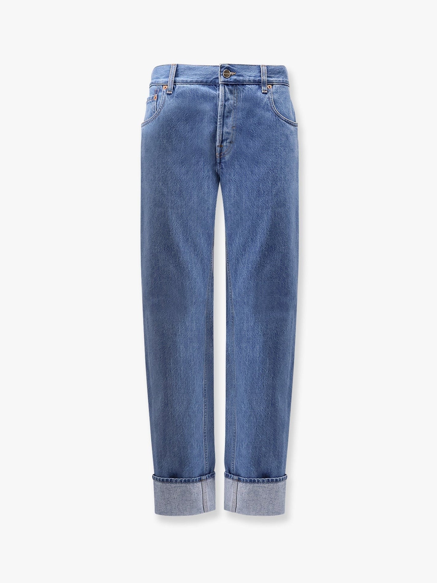 Gucci - Jeans With Cuff And Gucci Web Detail - Home-&gt;Man-&gt;Clothing-&gt;Jeans
