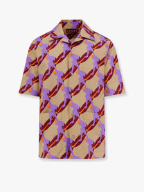 Gucci - Gucci Bowling Cotton Popeline Shirt With All Over Surfer Print - Men’s Tops