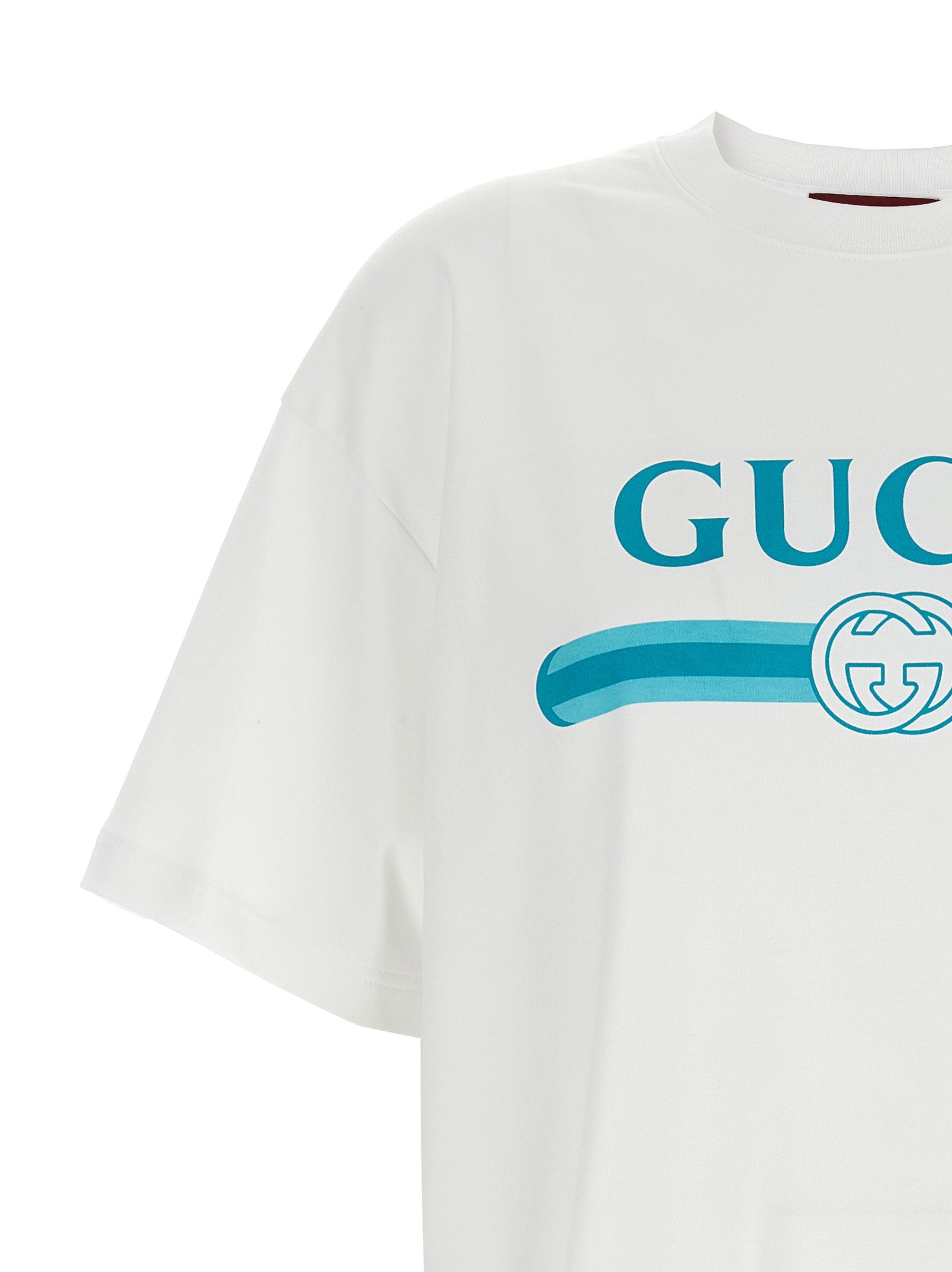 GUCCI - GUCCI - ’Gucci Incrocio GG e Web’ print T-shirt - Women’s Top