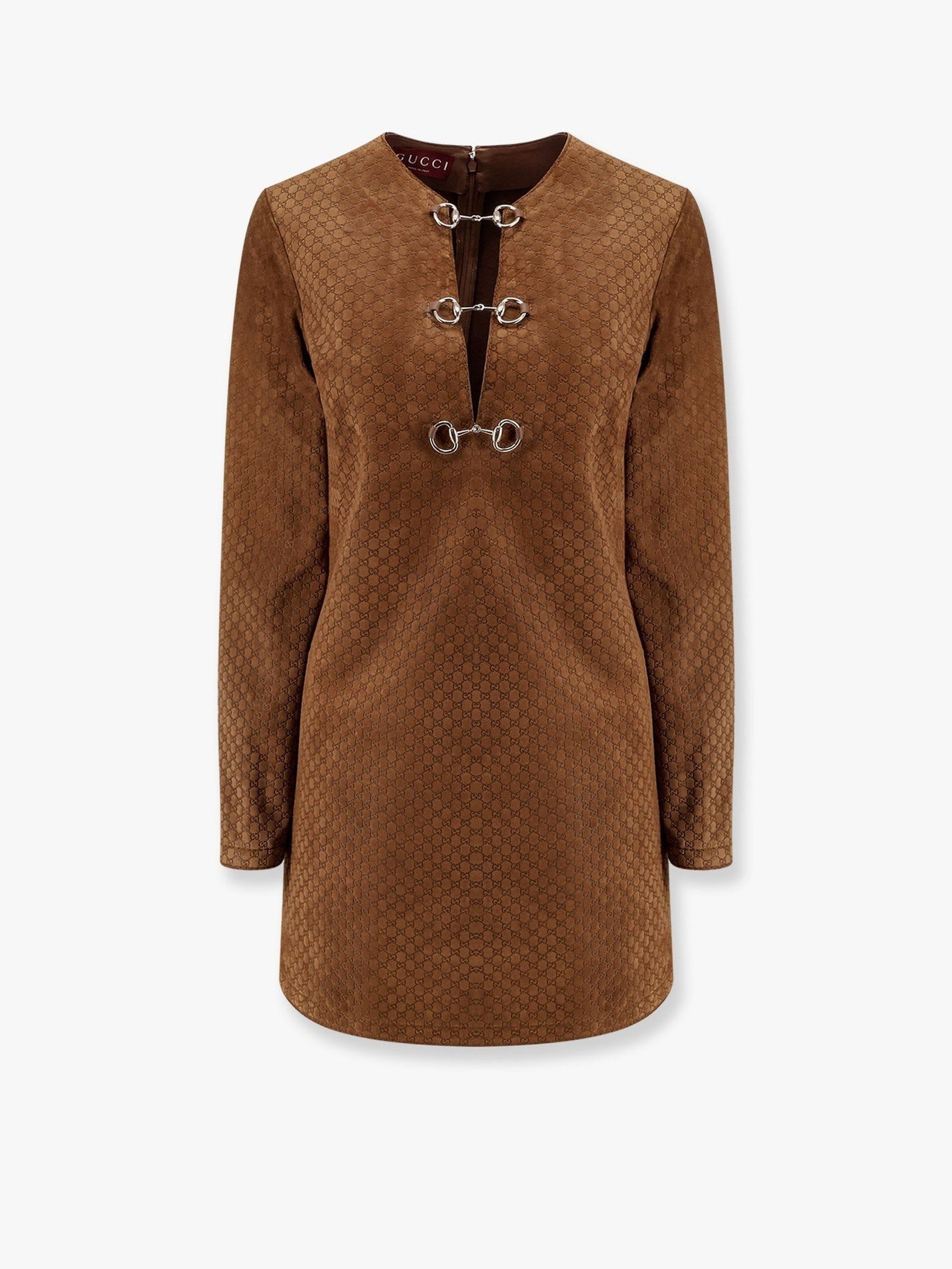 Gucci - Gucci Suede Short Dress With All Over Gg Logo - Women’s Clothing