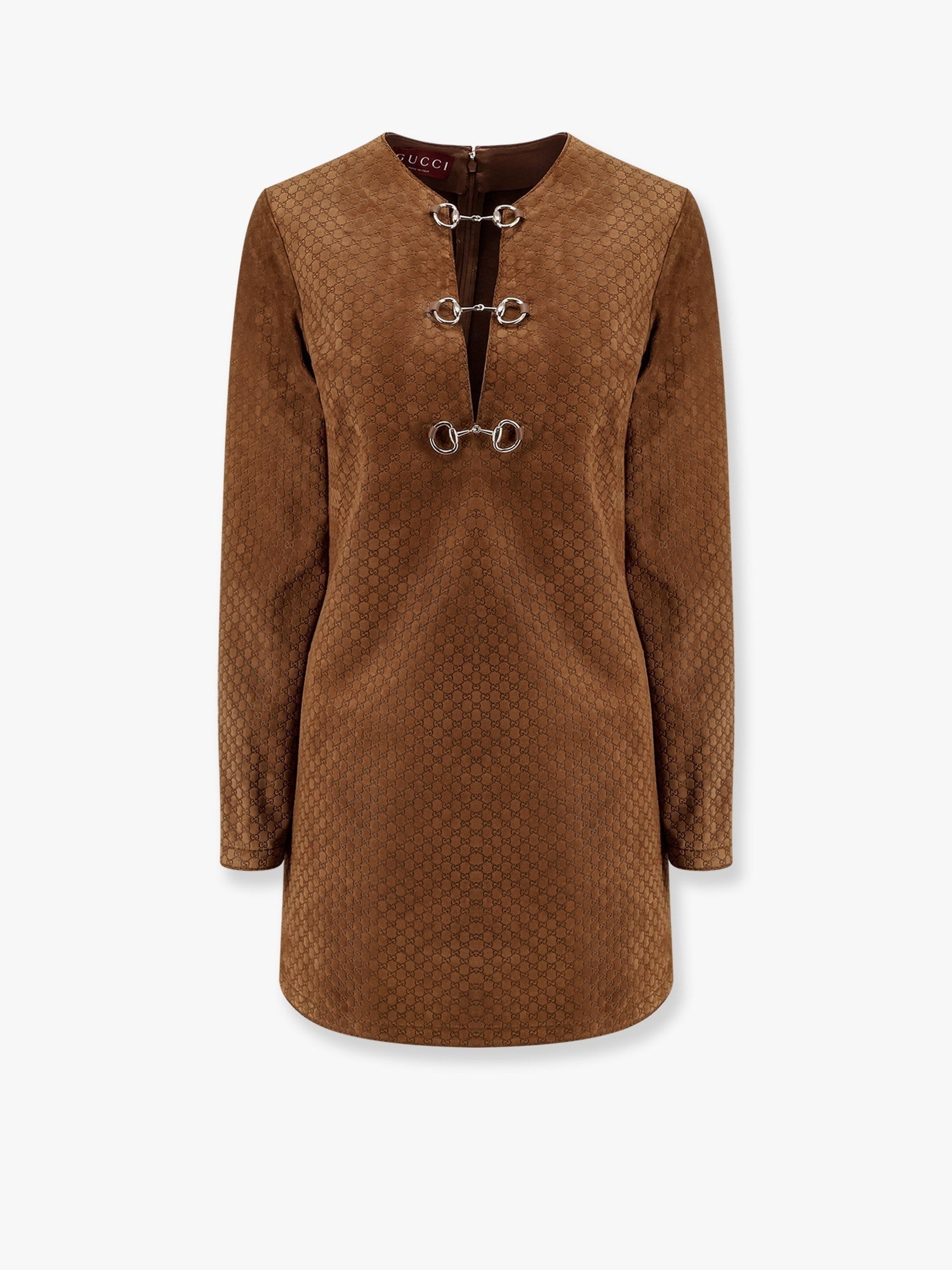 Gucci - Gucci Suede Short Dress With All Over Gg Logo - Women’s Clothing