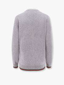 Gucci - Gucci Wool And Cashmere Cardigan With Web Detail - Women’s Knitwear
