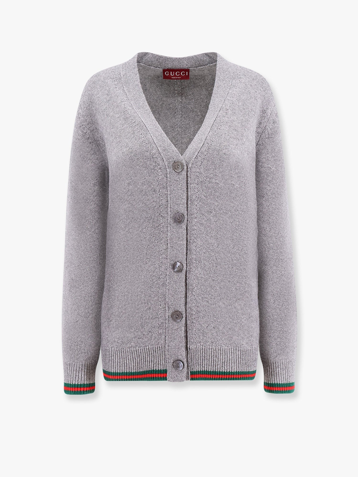 Gucci - Gucci Wool And Cashmere Cardigan With Web Detail - Women’s Knitwear