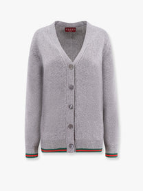 Gucci - Gucci Wool And Cashmere Cardigan With Web Detail - Women’s Knitwear