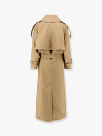 Gucci - Gucci Wool And Silk Crepe Coat With All Over Gg Motif - Women’s Outerwear