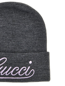 GUCCI - GUCCI - Logo embroidery beanie - Women’s Accessories