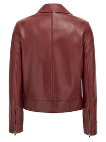GUCCI - GUCCI - Leather biker jacket - Women’s Outerwear
