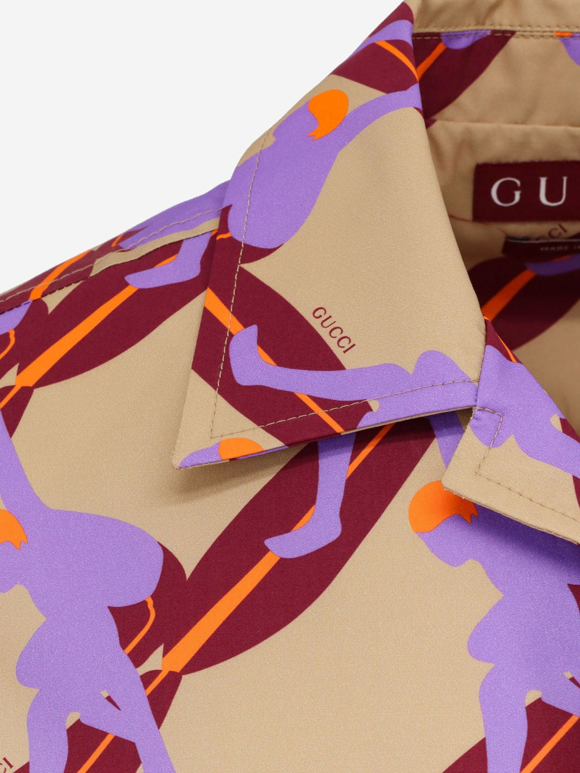 Gucci - Gucci Bowling Cotton Popeline Shirt With All Over Surfer Print - Men’s Tops