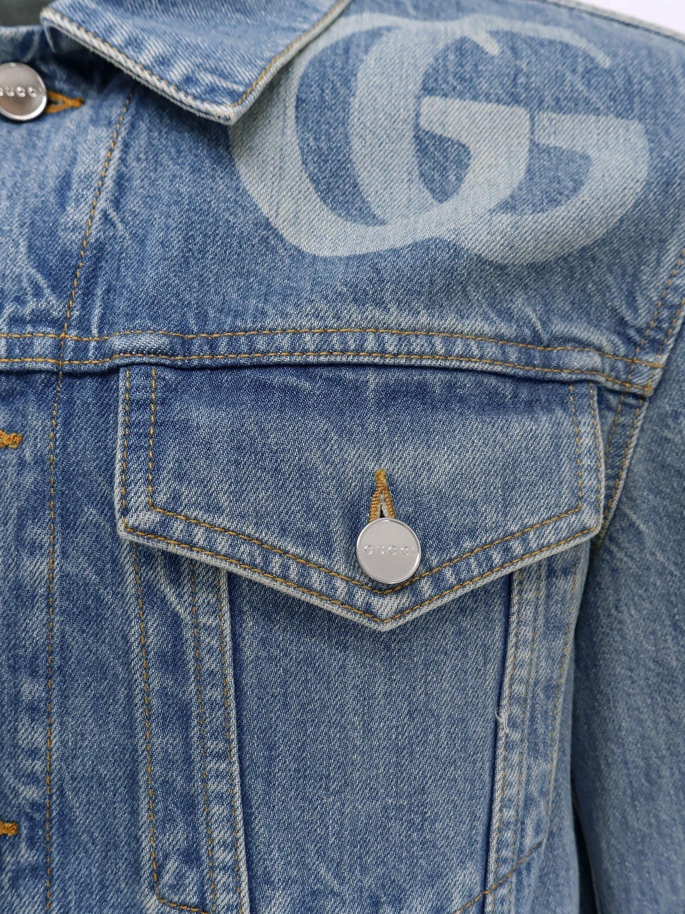 Gucci - Gucci Denim Jacket With Lasered Double G - Men’s Tops