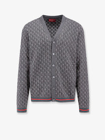Gucci - Gucci Wool And Silk Cardigan With Gg Motif - Men’s Knitwear