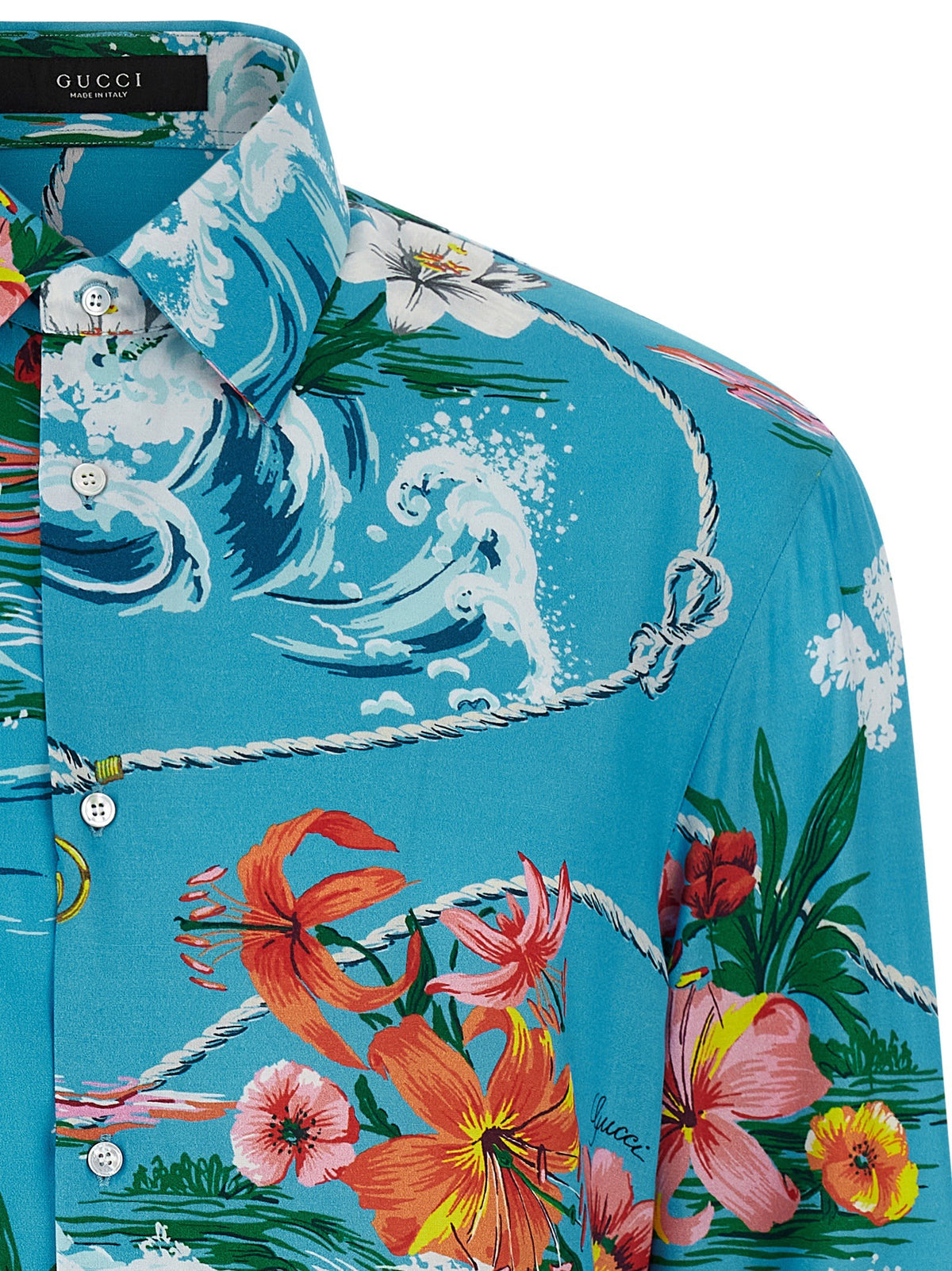 Gucci Gucci Floral Print Shirt Blue